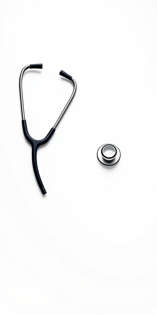 Create a detailed illustration of a stethoscope logo design featuring a modern vector style, using a Canon EOS R5 with an aperture of f/4, shutter speed of 1/100s, ISO 100, 50mm lens, in a clean studio background with soft lighting for clarity and focus.