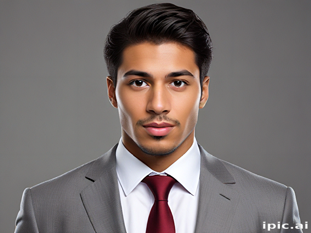 Confident Young Businessman in a Stylish Suit with a Serious Expression