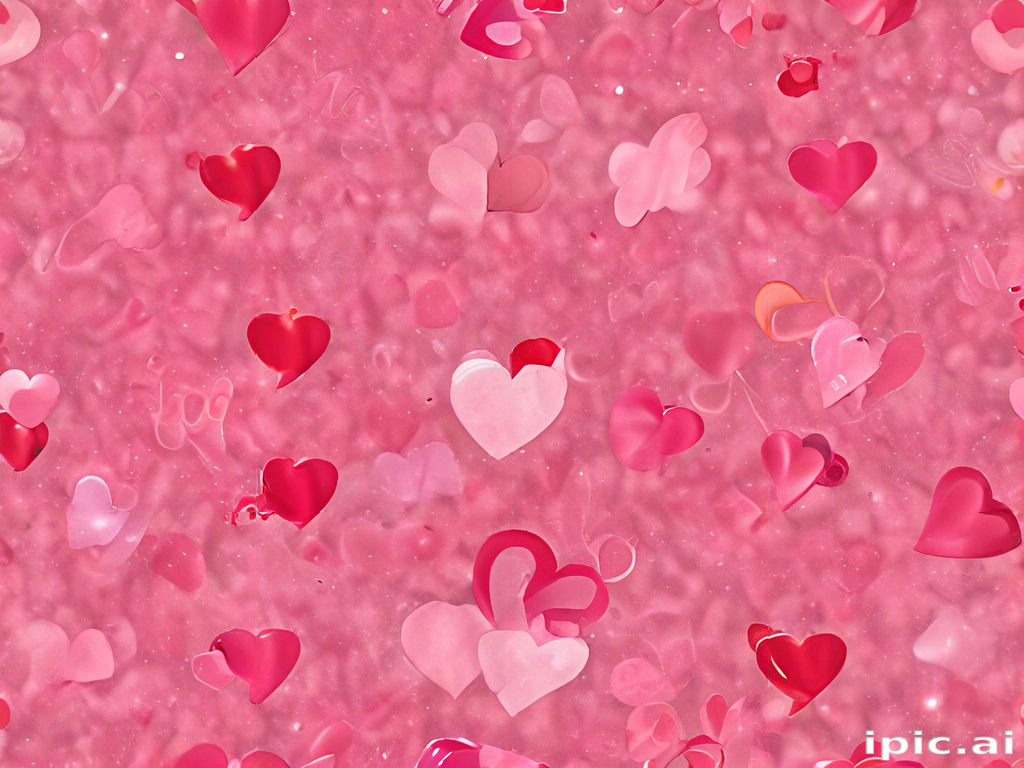Colorful Hearts Floating on a Soft Pink Background Full of Love