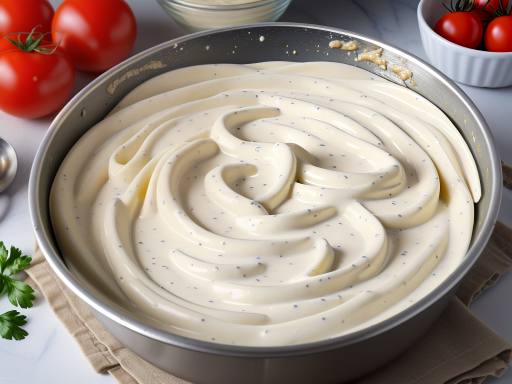 mixing alfredo sauce with tomato sauce