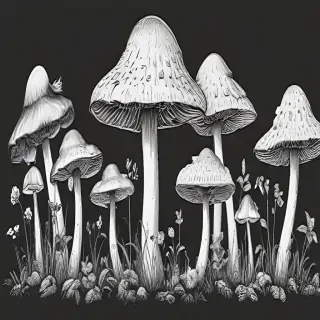 mushroom clipart black and white