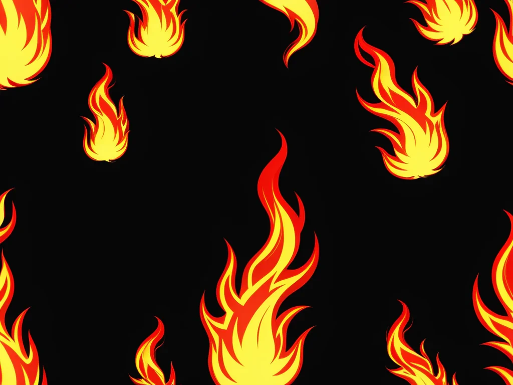 Dynamic Flames Dancing Against a Deep Black Background in Bold Colors