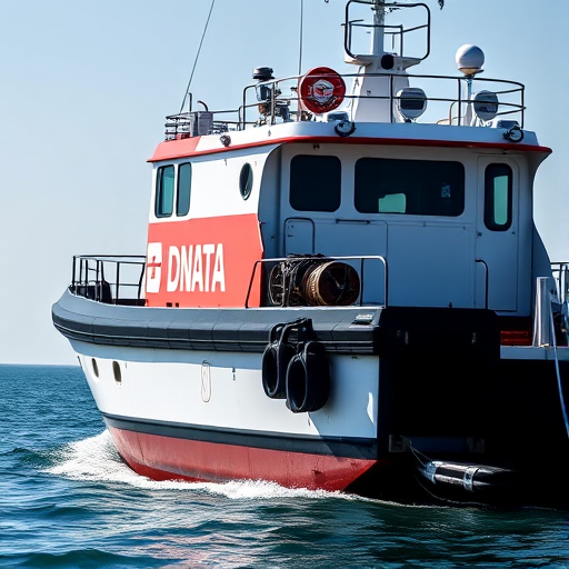 Create a high-resolution image of a dnata tug vehicle, side view, captured with a DSLR camera at f/5.6, ISO 100, 1/250s, using a 50mm lens, in daylight conditions with a clean background for enhanced clarity.