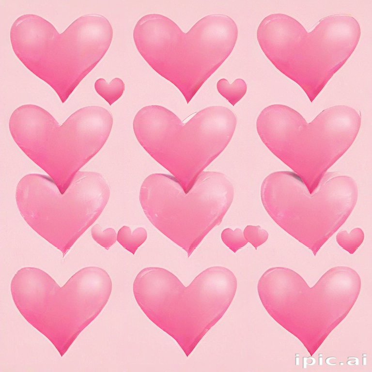 Colorful Display of Various Pink Hearts on a Soft Pink Background