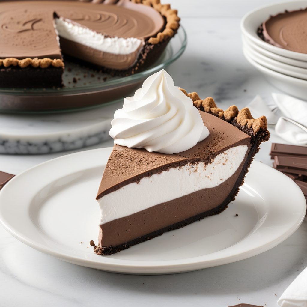 chocolate cream pie with chocolate graham cracker crust