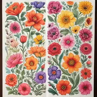 colored drawings of flowers