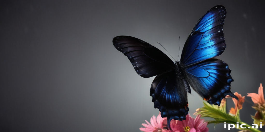 A Stunning Blue Butterfly Resting Gracefully Among Colorful Flowers in ...