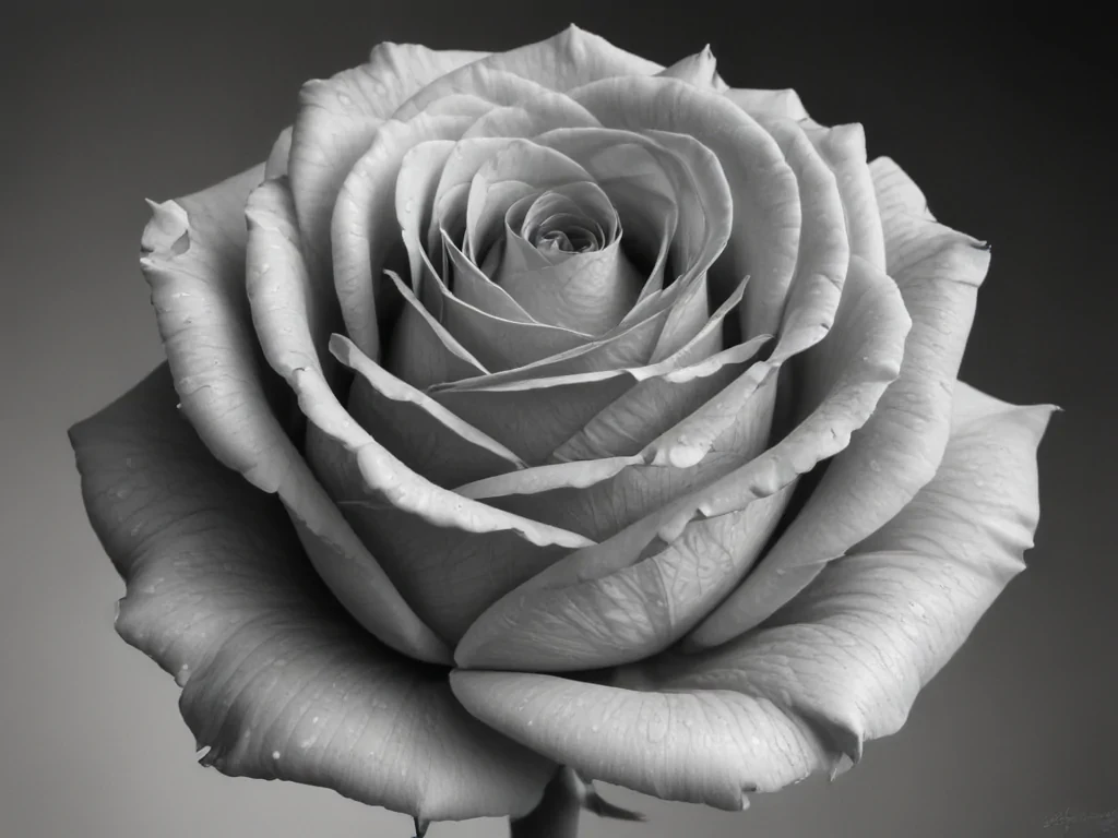 rose drawing black and white
