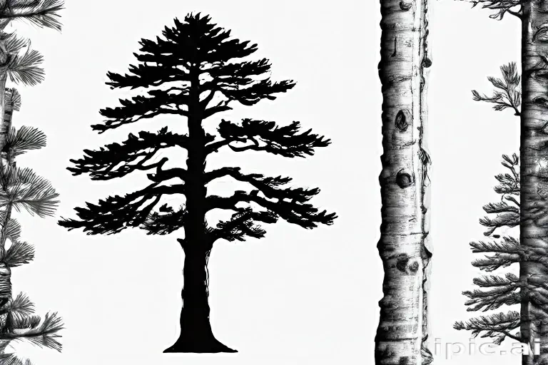 black and white pine tree clipart