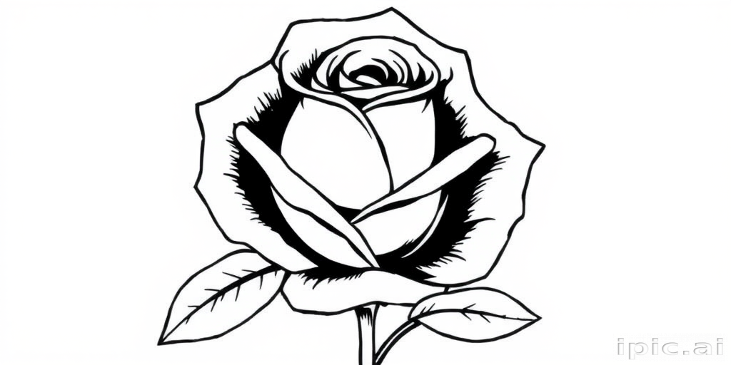 rose clip art black and white