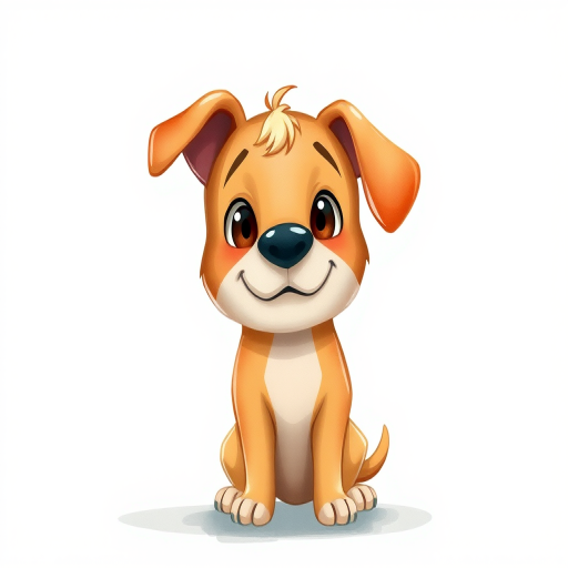 Create a high-resolution digital illustration of a stylized dog character, using a soft watercolor effect, with a focus on the dog's features, shot from a slight low angle to emphasize its height, using a Canon EOS 5D Mark IV with a 50mm lens at f/2.8, ISO 100, and 1/200s exposure, ensuring vibrant colors and clean lines.