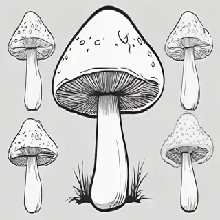 mushroom clipart black and white