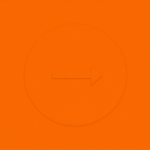 Create a high-resolution image of a simple left arrow icon inside a circular orange background, using a Canon EOS 5D Mark IV with a 50mm lens, aperture set to f/2.8, shutter speed 1/100s, and ISO 100, in a clean minimalist style, top-down view for clarity.