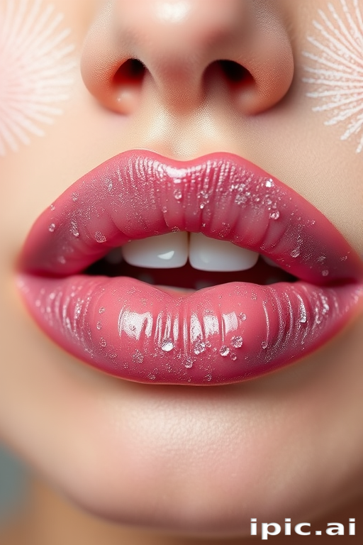 Frosted mauve "Iced Petal" lip lacquer with a high-shine finish and plumping peptides, creating the illusion of fuller, more voluminous lips