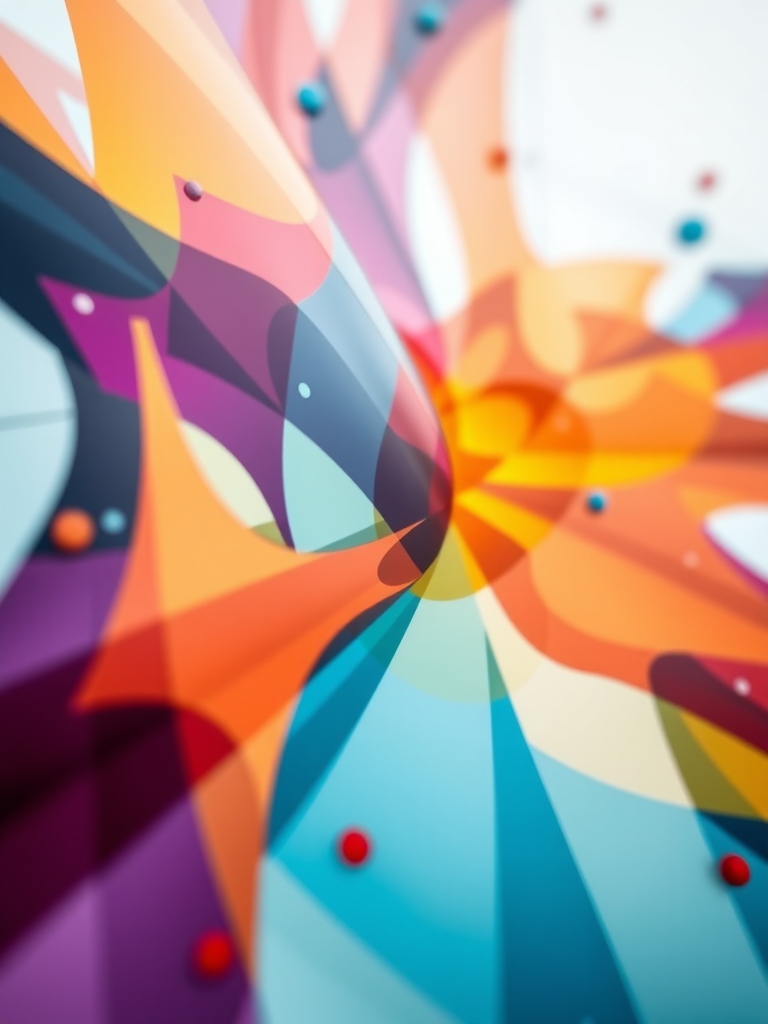 high-resolution abstract design with vibrant colors and dynamic shapes, 50mm lens, aperture f/2.8, ISO 100, overcast lighting, close-up view, shot with a DSLR camera
