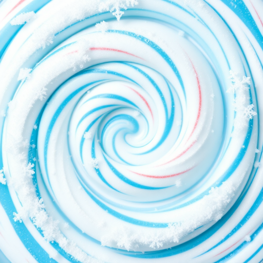 Frosty Peppermint Swirl combines cool white and icy blue in a spiral pattern, creating a refreshing and playful appearance for winter wonderland themes.