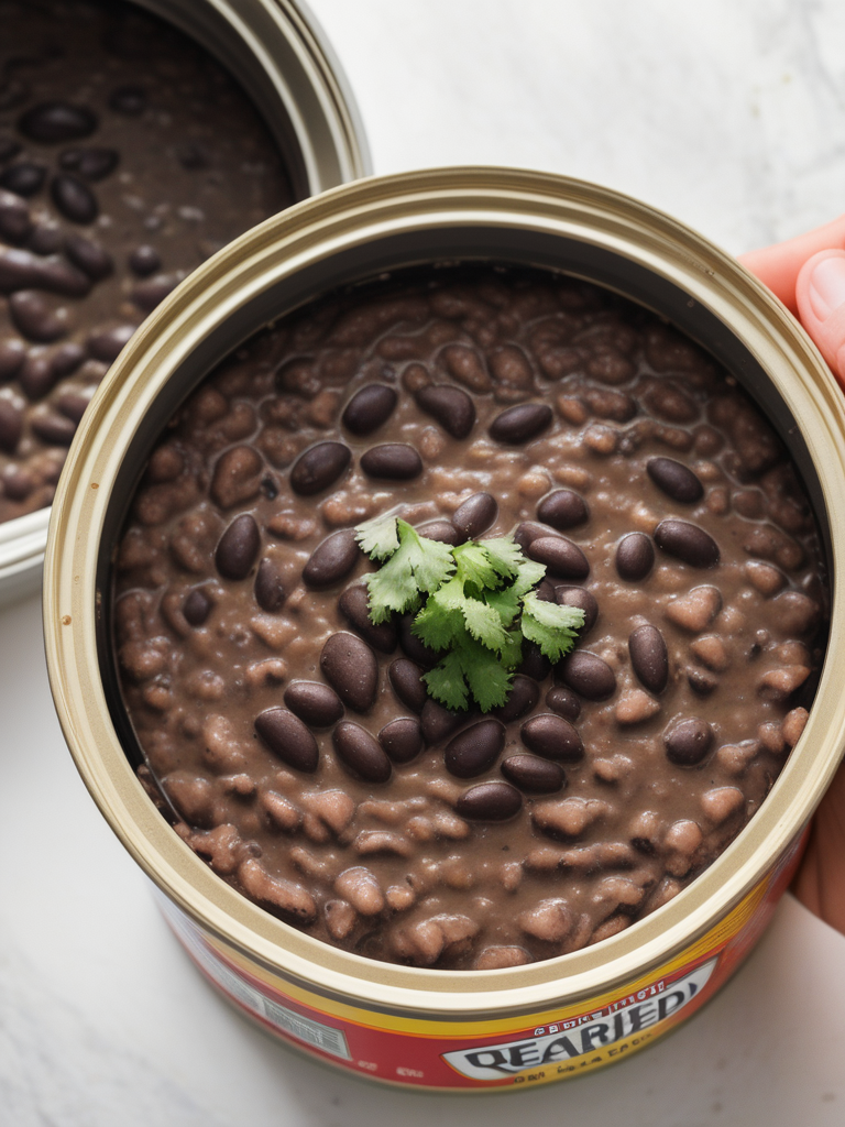 refried black beans in a can