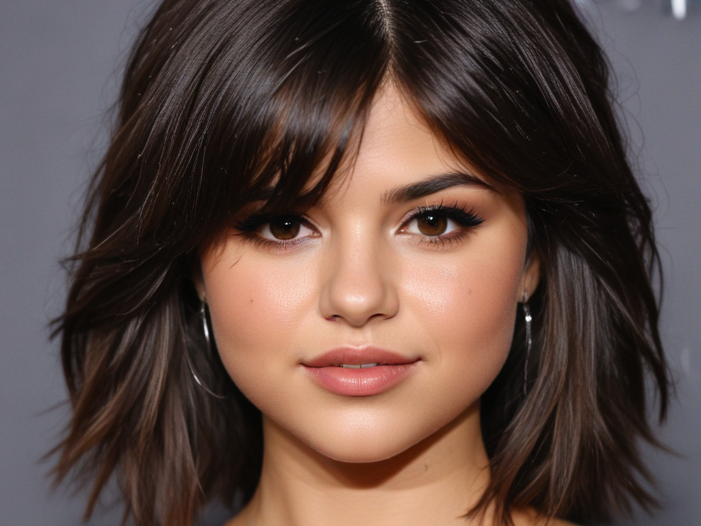 selena gomez hair with bangs