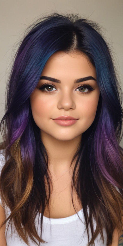 selena gomez rainbow hair