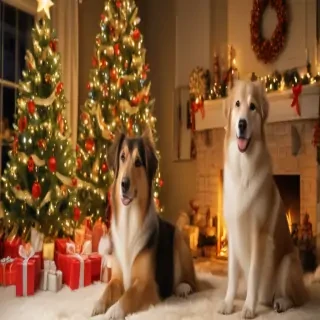 christmas wallpaper dogs