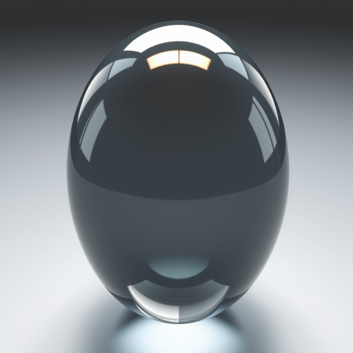 Create a high-resolution 3D render of a glossy spherical object with a reflective surface, using a Canon EOS 5D Mark IV, 50mm lens, aperture f/1.8, ISO 100, and soft lighting from a high-angle view to enhance detail and depth.