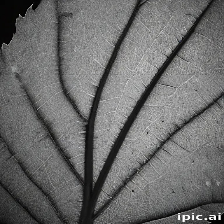 leaf in black and white