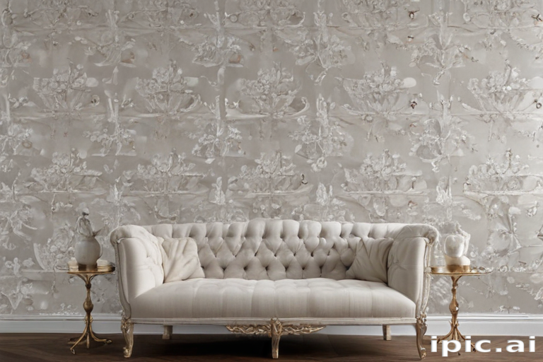 Elegant Living Room Design Featuring Textured Wallpaper and Classic Sofa.