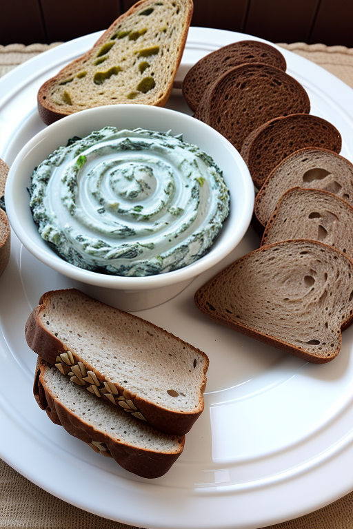spinach dip with pumpernickel bread