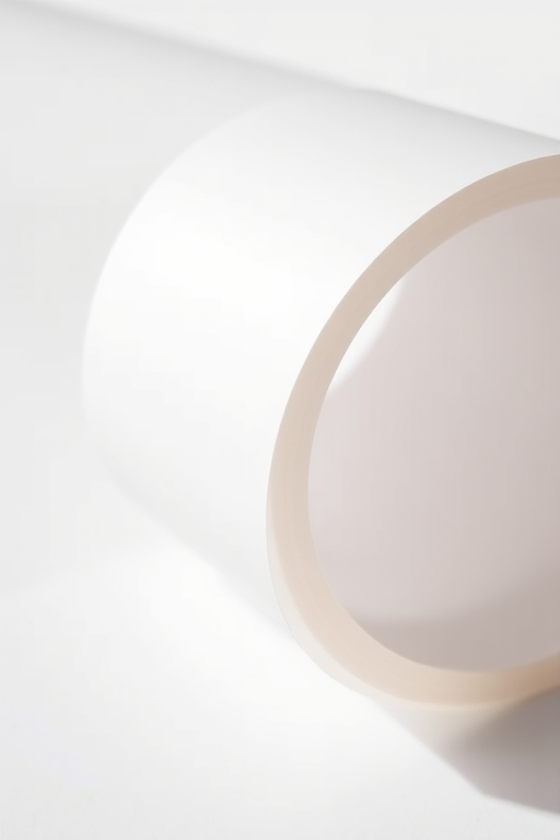 Create a high-resolution image of a roll of white paper with a smooth, curved edge, captured in soft natural lighting, using a DSLR camera with a 50mm lens, aperture f/2.8, ISO 100, and a slight tilt to emphasize depth.