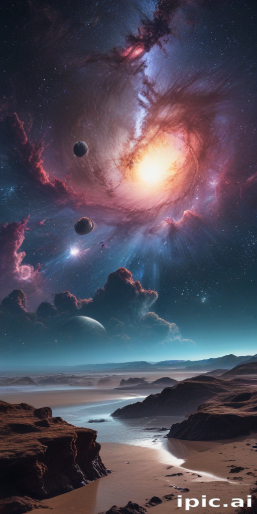 Stunning Cosmic Landscape Featuring Celestial Bodies and Nebulae in Space
