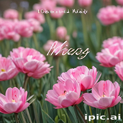 Beautiful Pink Tulips Blooming in a Lush Green Garden Landscape