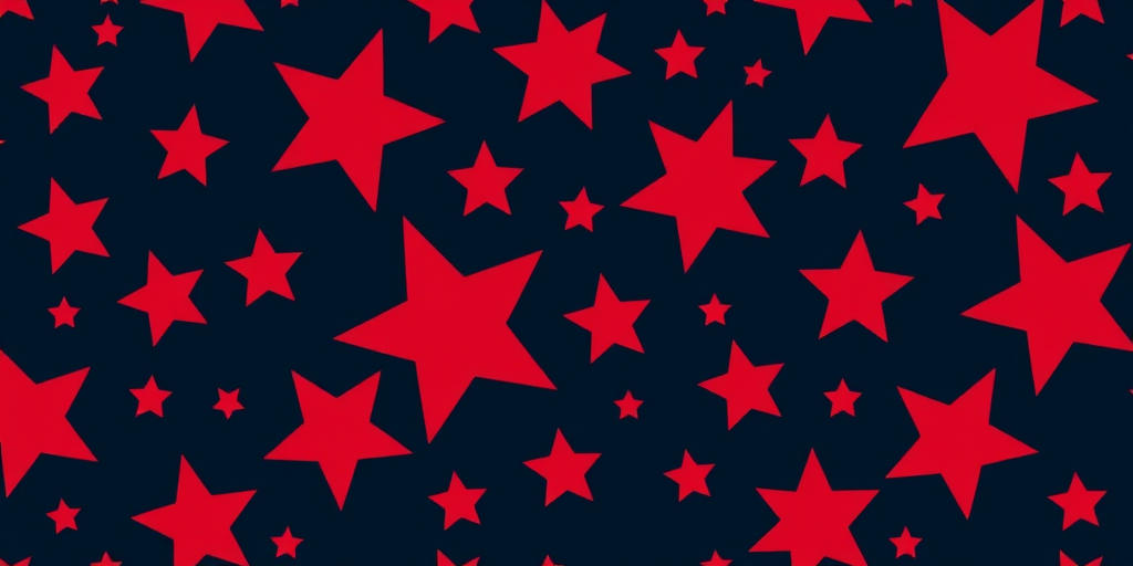 Generate an image featuring a pattern of various stars in different sizes and styles, all in shades of red against a dark background. The stars should be scattered throughout the image, creating a vibrant and dynamic design.