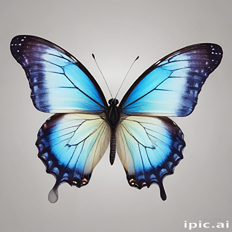 Stunning Blue Butterfly Displaying Intricate Patterns Against a Soft ...