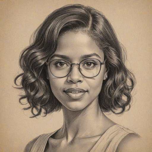 Enticing Ren'e Elise Goldsberry, pencil sketch, portrait of Enticing woman 1924s in glasses, hair style beatnik, outline, clear lines, fine lines, 8k