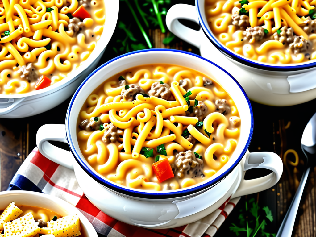 one pot macaroni cheeseburger soup