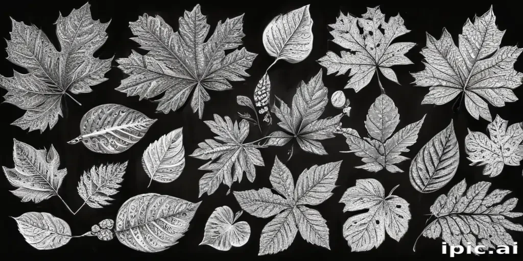leaves clip art black and white