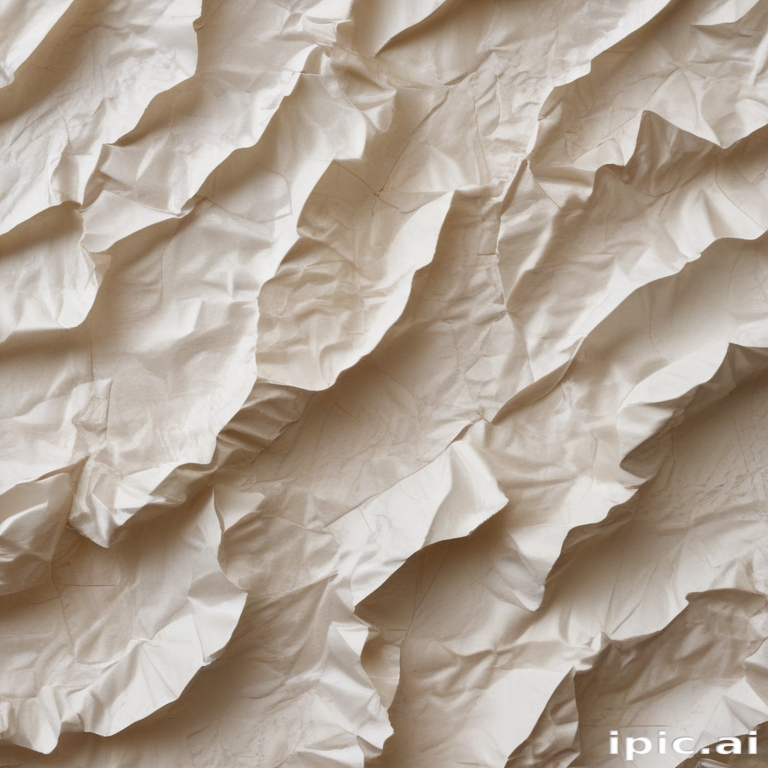 Paper Having Inbuilt Ridges Textured Close-Up of Crumpled Paper Showing Intricate Ridges and Shadows.