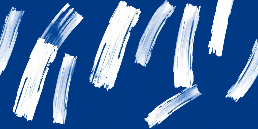 create a seamless pattern of abstract white brush strokes in varying widths on a deep blue background