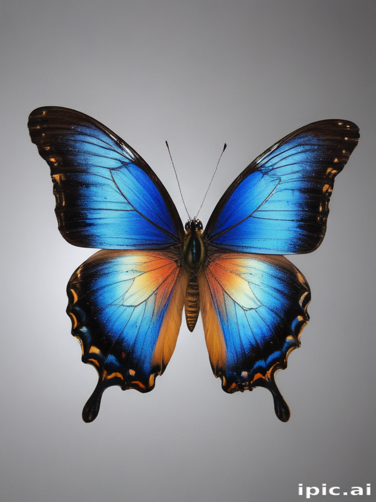 Stunning Vibrant Blue Butterfly Displaying Its Majestic Wings Against a ...