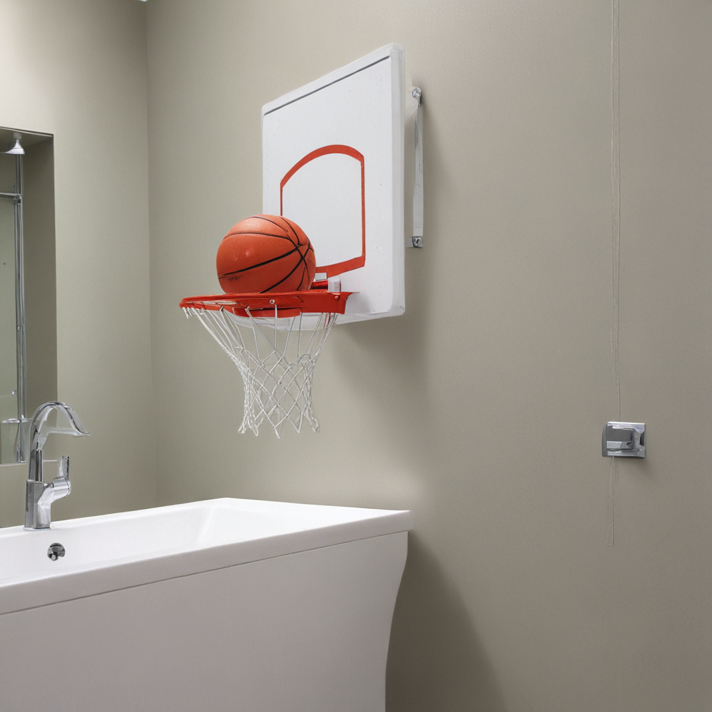 basketball hoop in bathroom