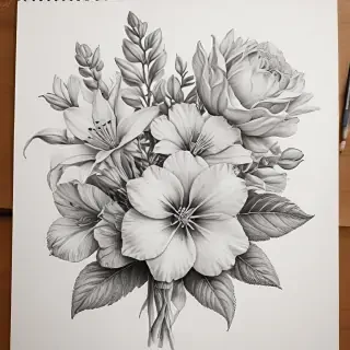 pencil drawing flowers