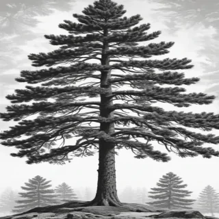 black and white pine tree clipart
