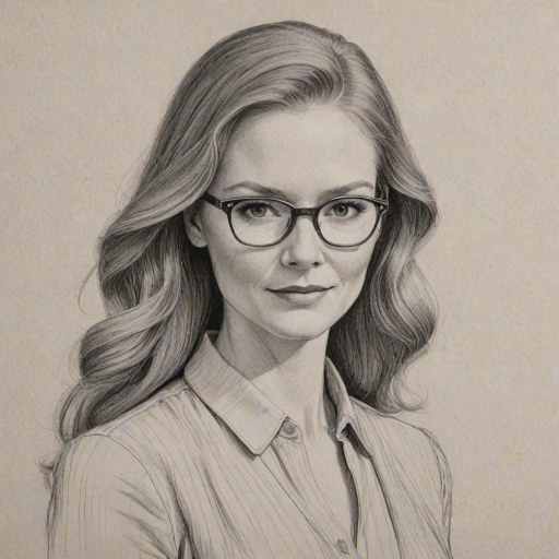 Comely Darby Stanchfield, pencil sketch, portrait of Charming woman 1947s in glasses, hair style beatnik, outline, clear lines, fine lines, 8k