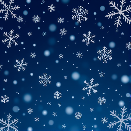 Generate a high-resolution image of a seamless winter background featuring various white snowflakes of different sizes against a deep blue backdrop, captured with a Canon EOS 5D Mark IV camera, using a 50mm lens at f/2.8, ISO 100, with an aperture priority mode for enhanced depth of field and clarity.
