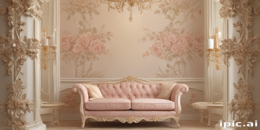 Elegant Vintage Living Room with Floral Wallpaper and Ornate Furniture ...