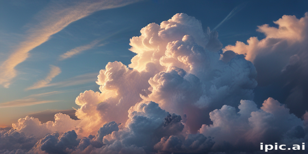 Majestic Clouds Illuminated by Soft Sunlight in a Serene Sky