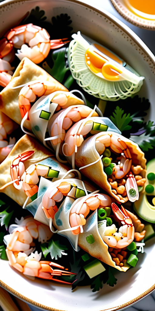 shrimp egg roll in a bowl