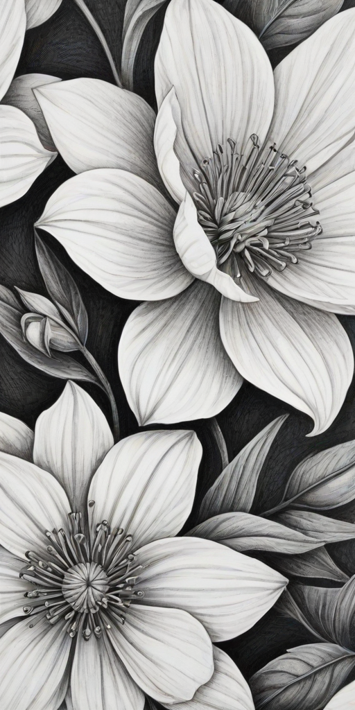 pencil drawn flowers