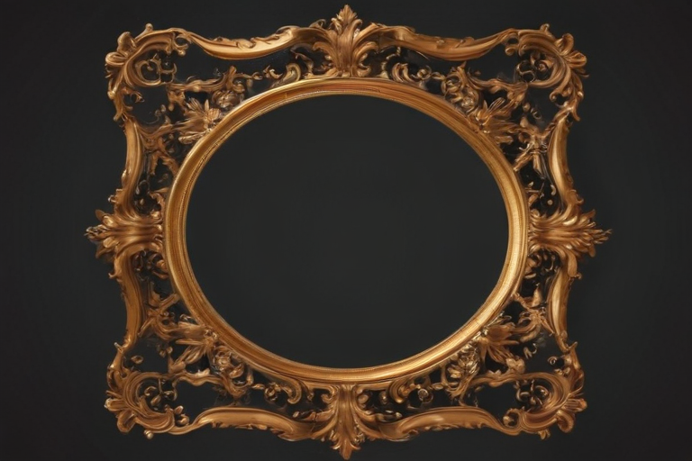 Ornate Golden Picture Frame with Intricate Floral Designs and Patterns