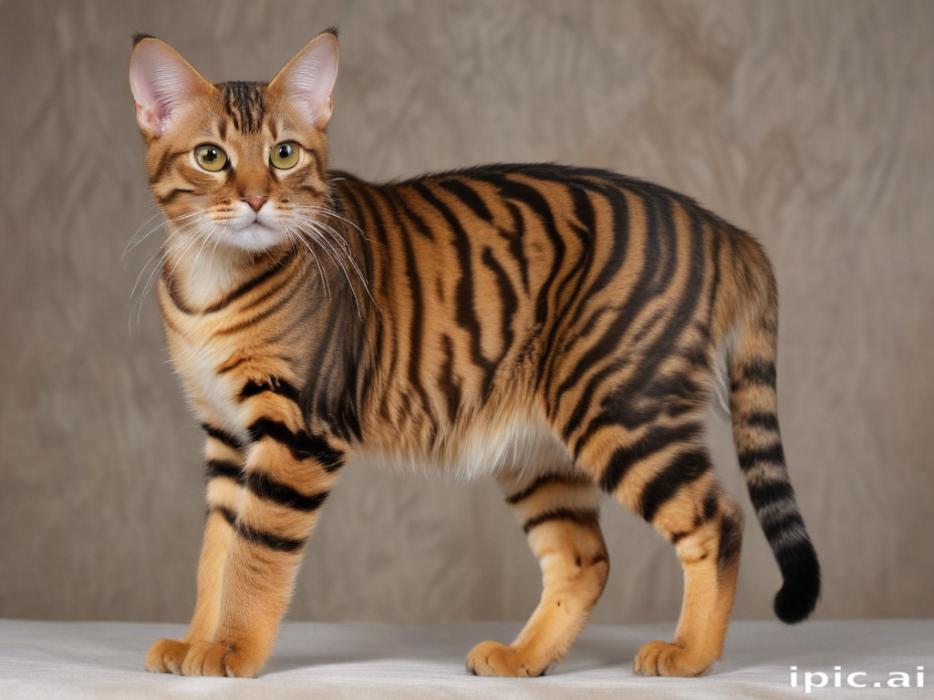 Sriped Pattern Cat A Beautiful Bengal Cat Strutting Elegantly with Unique Striped Coat ...